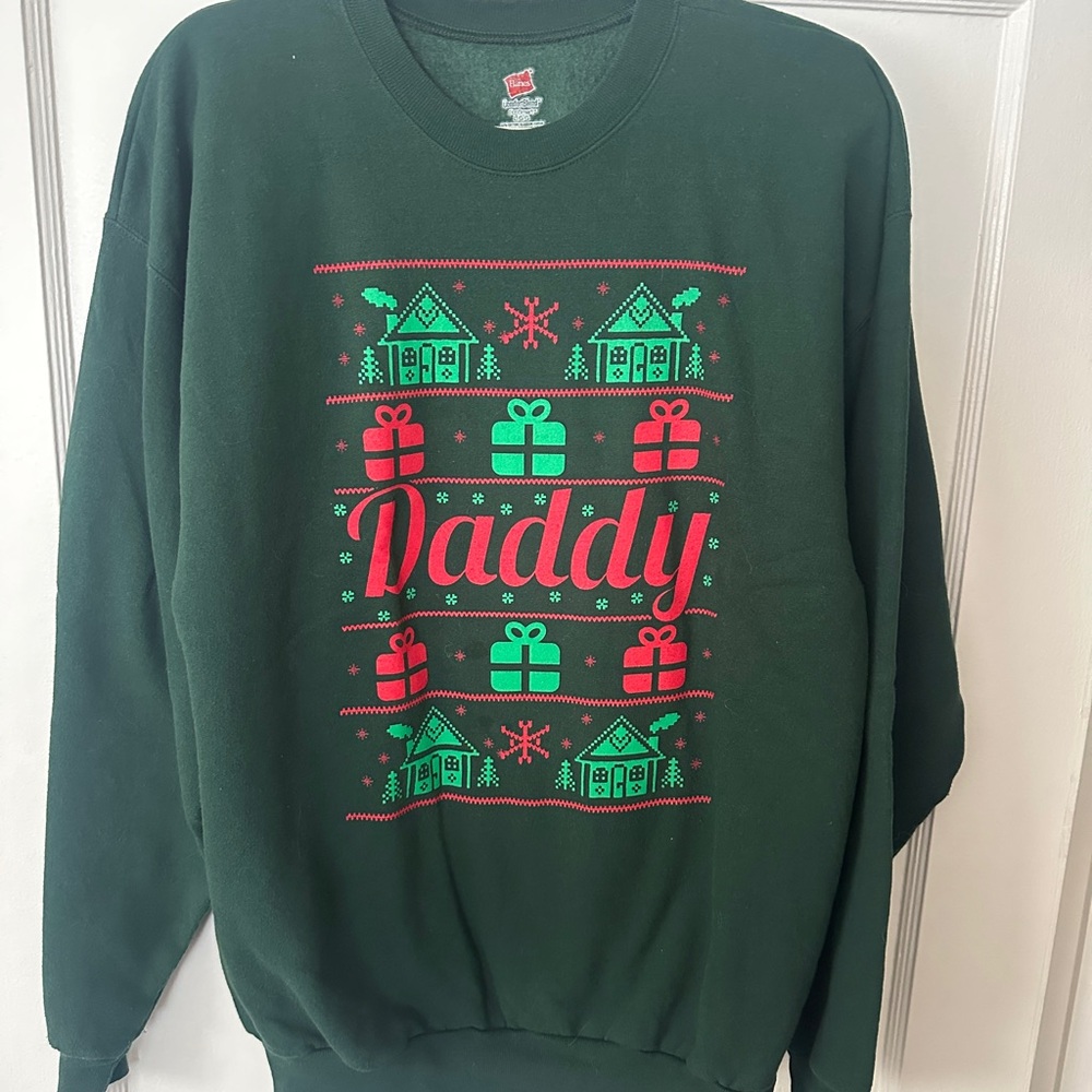 Green Christmas Sweatshirt with Festive Print